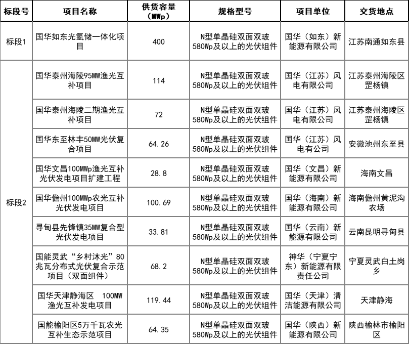 1GW！國華投資發(fā)布2024年第一批N型組件集采訂單
